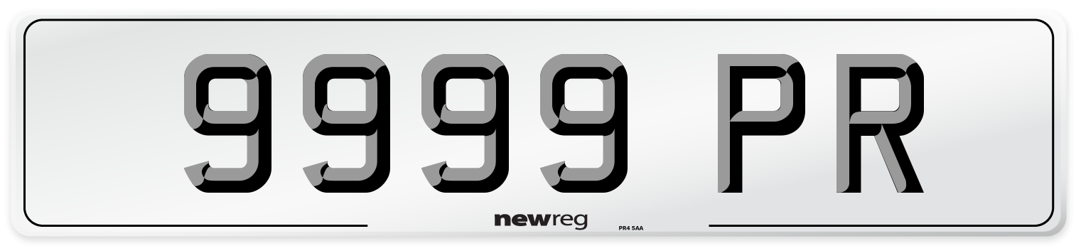 9999 PR Number Plate from New Reg